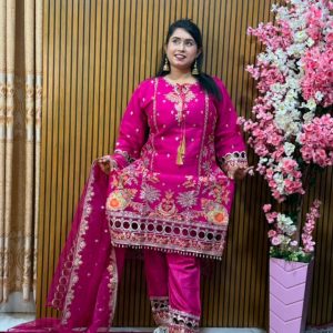 💖 ব্রাইট ম্যাজেন্টা কালার আর গর্জিয়াস এমব্রয়ডারি কাজের দুর্দান্ত কম্বিনেশনে নিজেকে সাজান রাজকীয় সাজে!